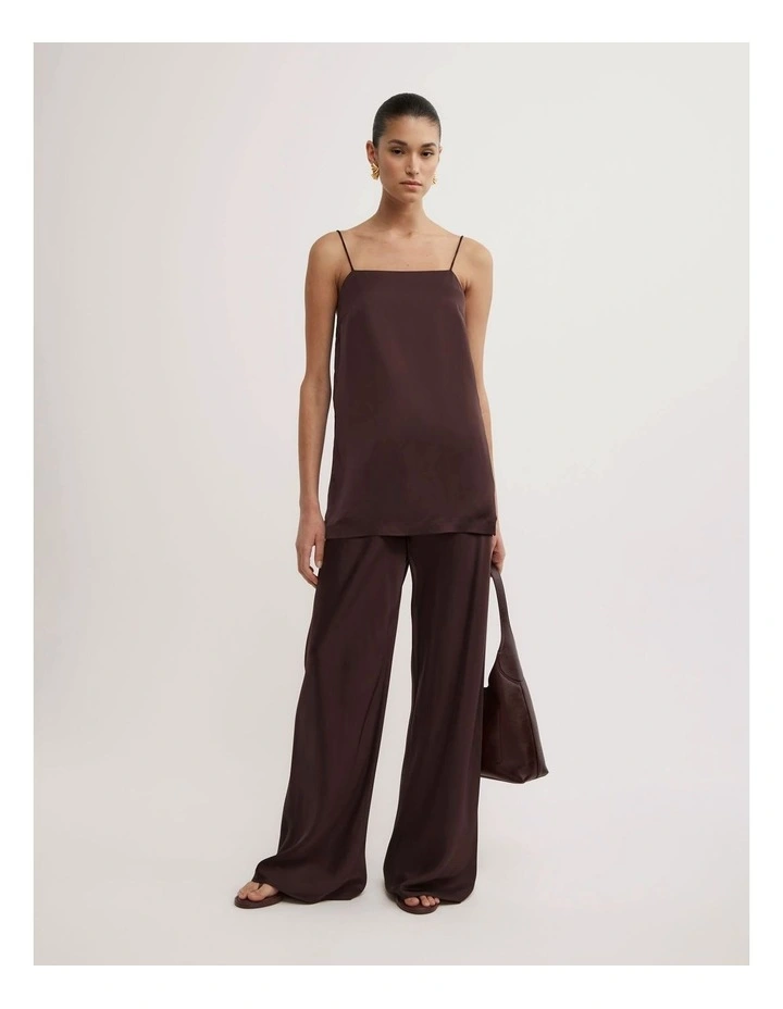 Satin Tunic Top in Espresso image 2