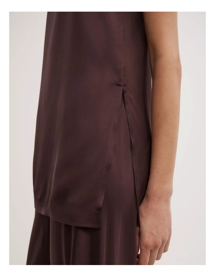 Satin Tunic Top in Espresso image 3