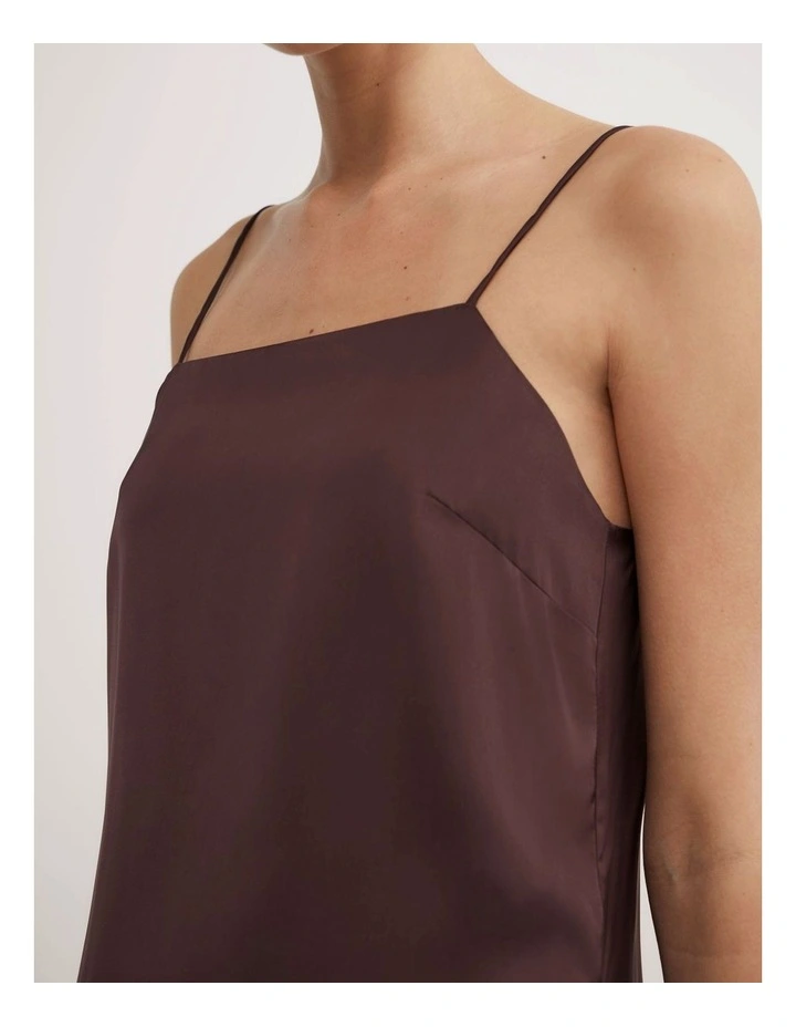 Satin Tunic Top in Espresso image 4