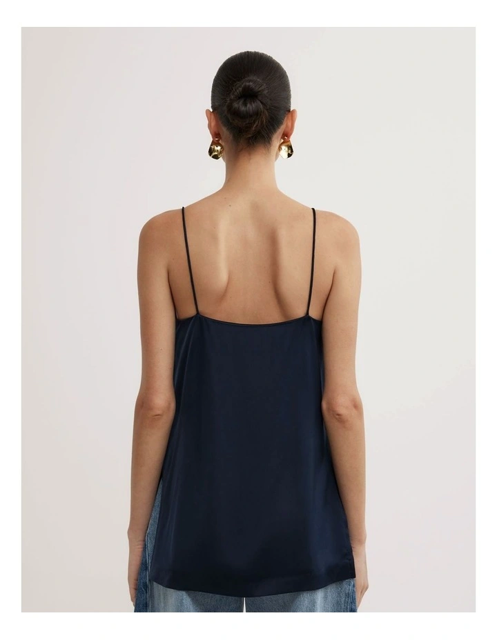 Satin Tunic Top in Navy image 5