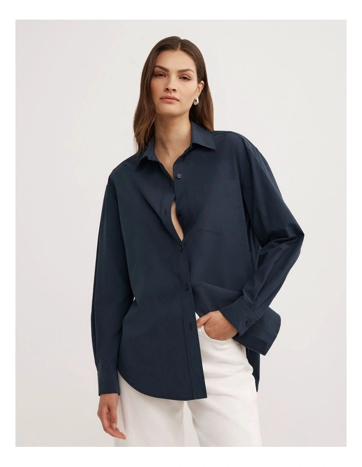 Asymmetric Shirt in Navy image 3