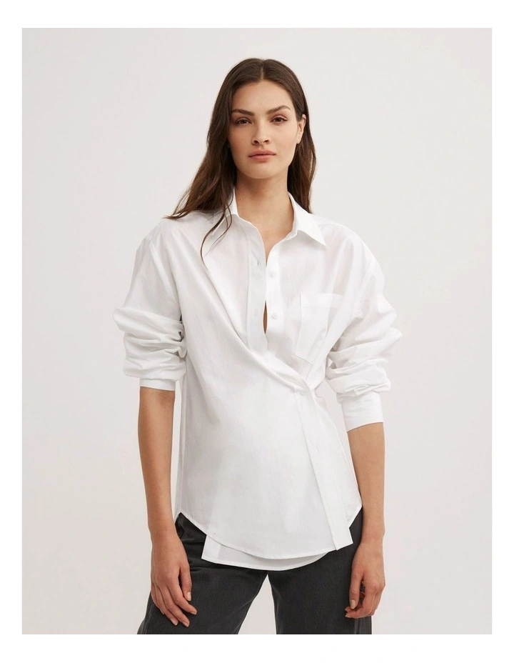 Asymmetric Shirt in Fresh White image 1