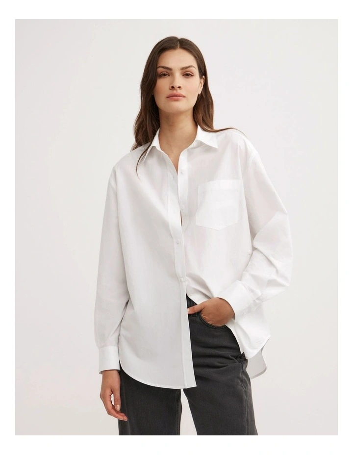 Asymmetric Shirt in Fresh White image 3