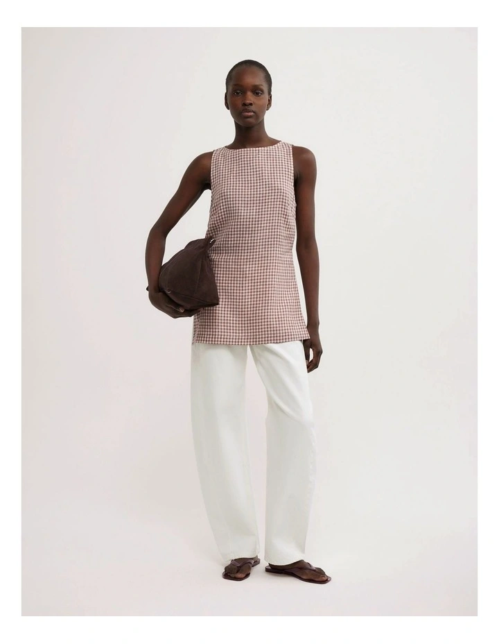 Linen Longline Top in Maple Gingham image 2