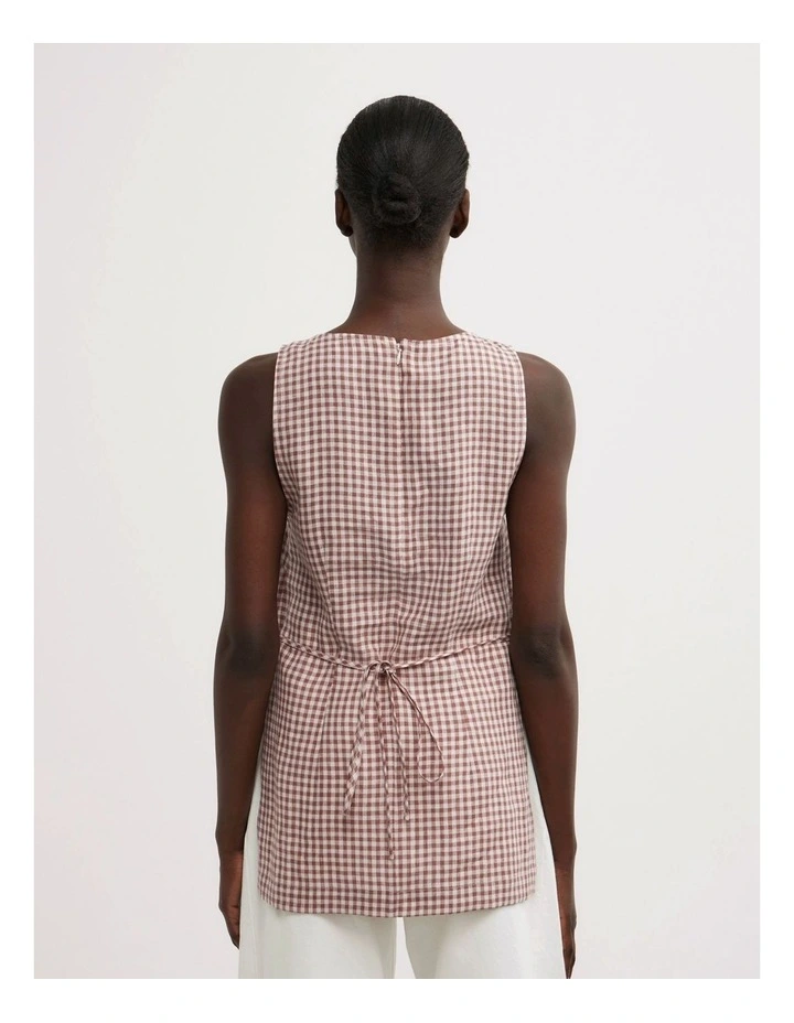 Linen Longline Top in Maple Gingham image 5