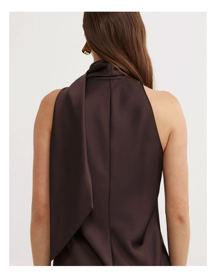 V-Neck Scarf Top in Espresso image 5