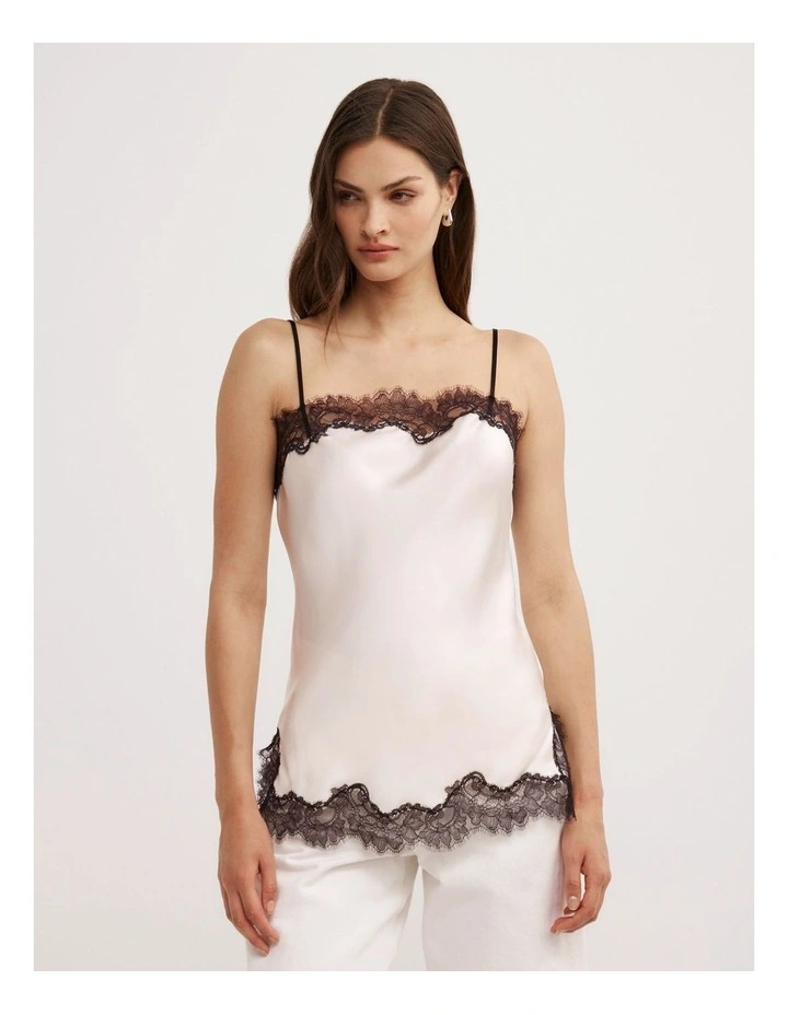 Lace Border Camisole in Vanilla image 1