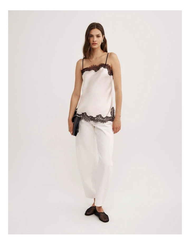 Lace Border Camisole in Vanilla image 2