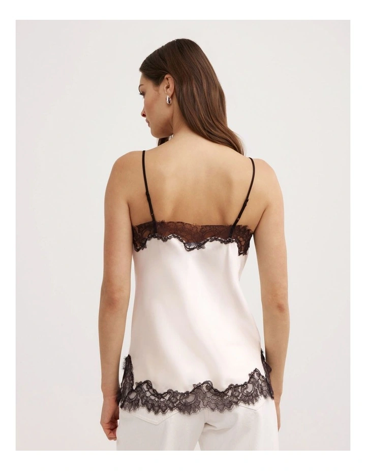 Lace Border Camisole in Vanilla image 3