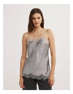 Lace Border Camisole in Silver