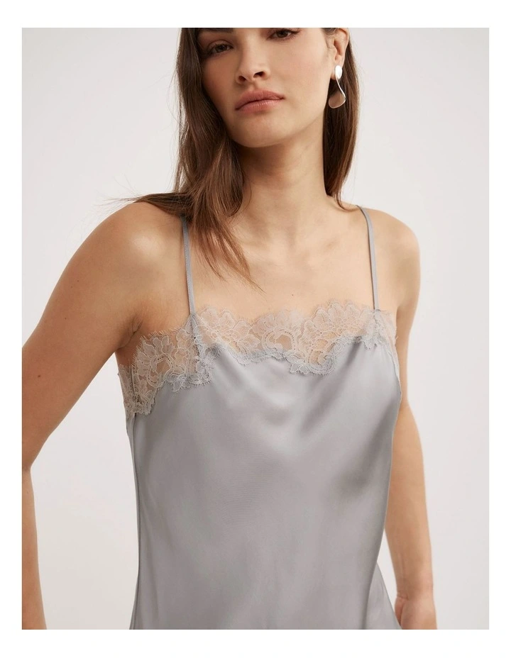 Lace Border Camisole in Silver image 3