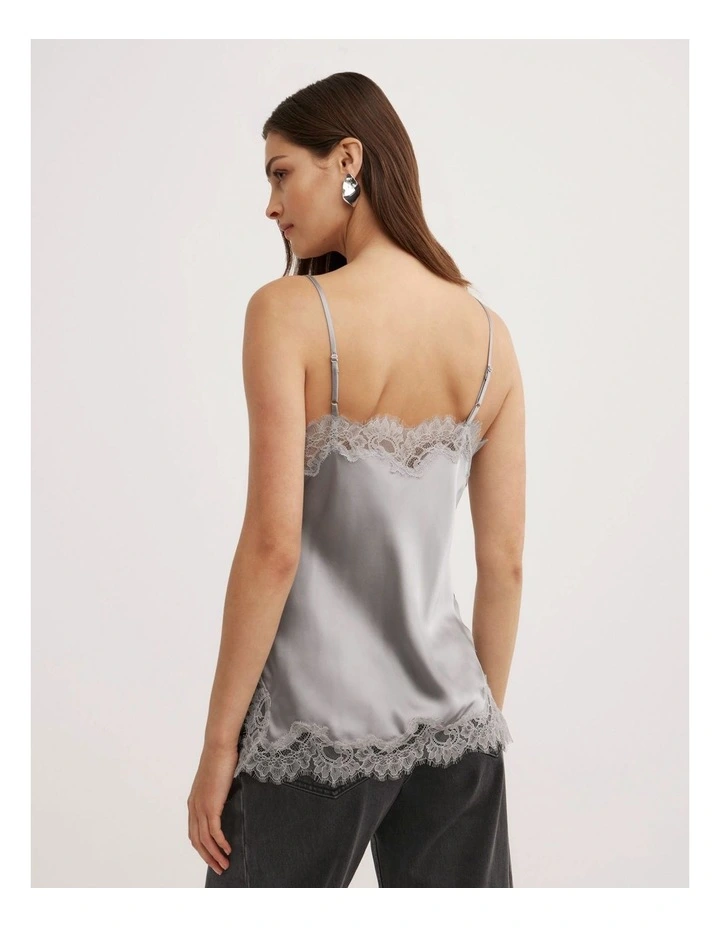 Lace Border Camisole in Silver image 5