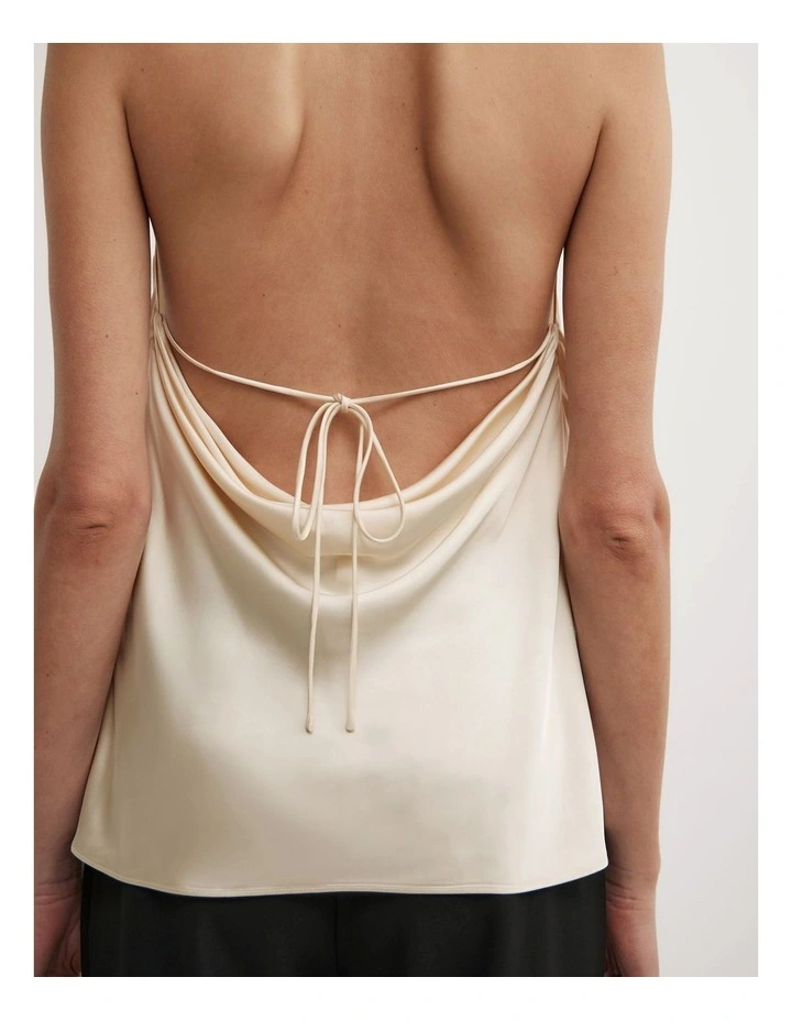 Halter Neck Top in Vanilla image 3