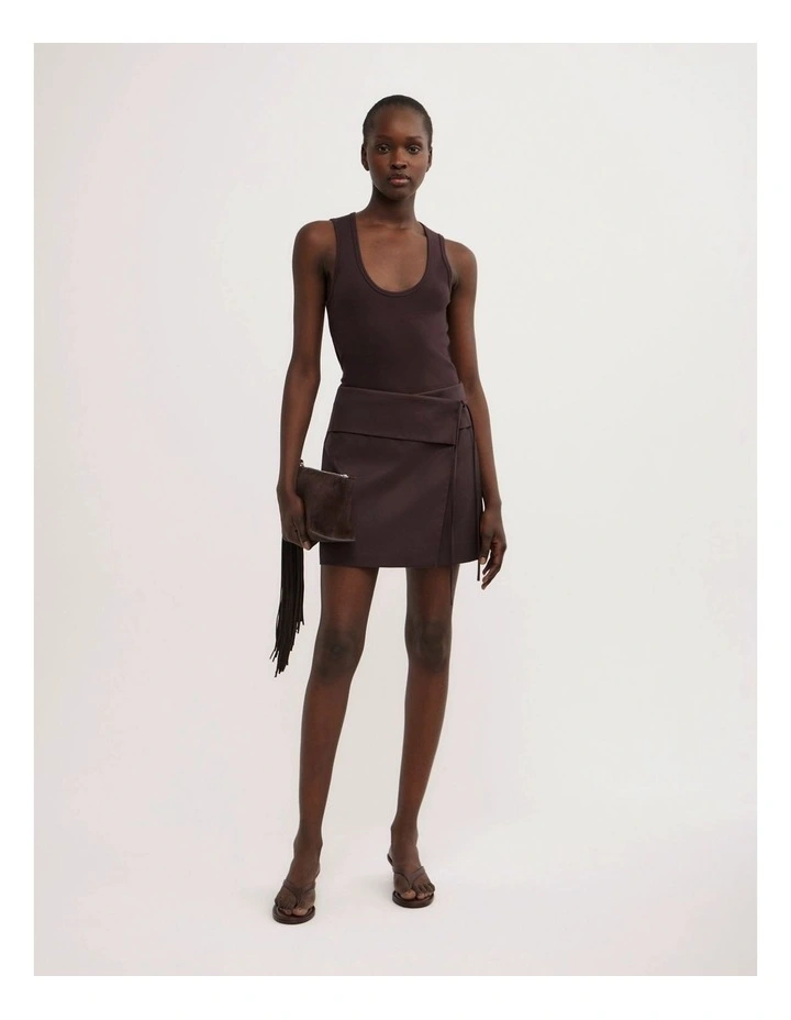 Wrap Tie Skirt in Espresso image 1