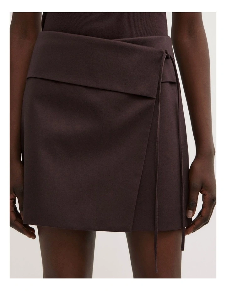 Wrap Tie Skirt in Espresso image 3