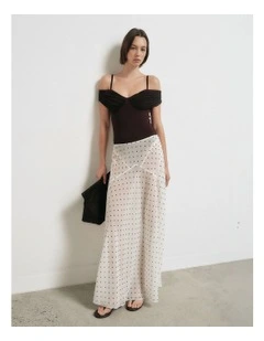 Basque Maxi Skirt in Vanilla Polka Dot