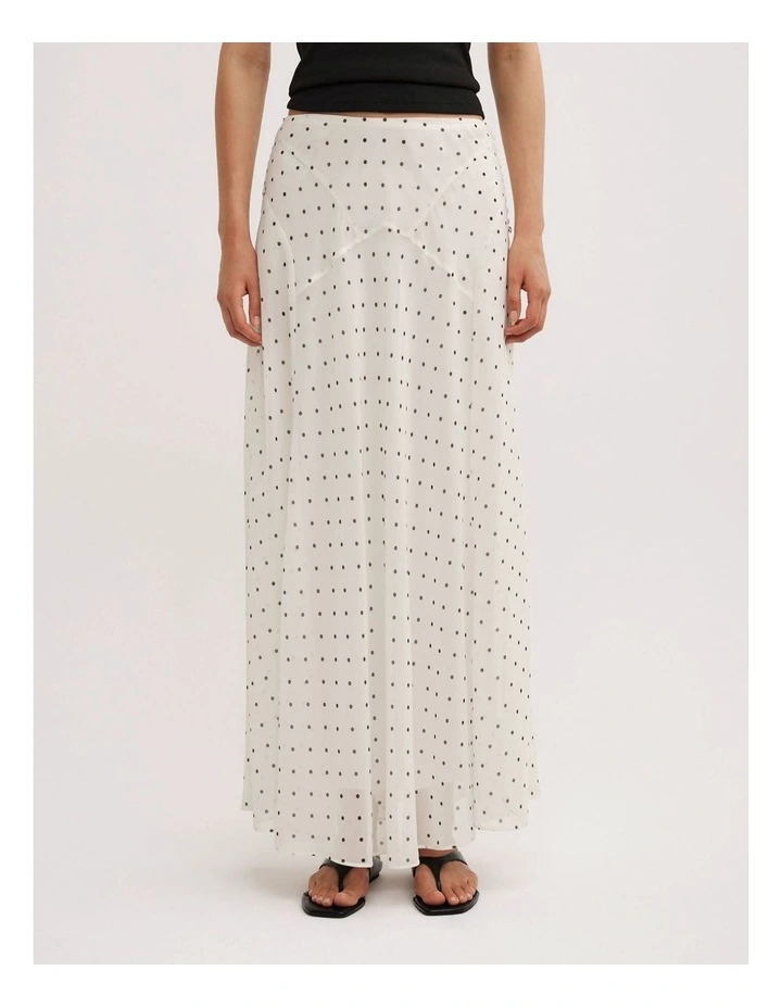 Basque Maxi Skirt in Vanilla Polka Dot image 3