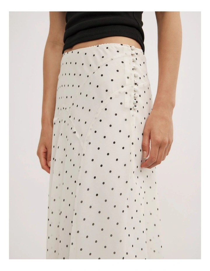 Basque Maxi Skirt in Vanilla Polka Dot image 4