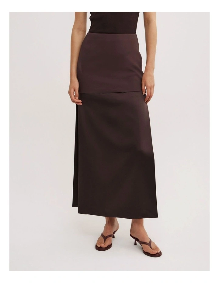 Layered Midi Skirt in Espresso image 2