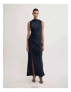 Crinkle Bias Skirt in Navy