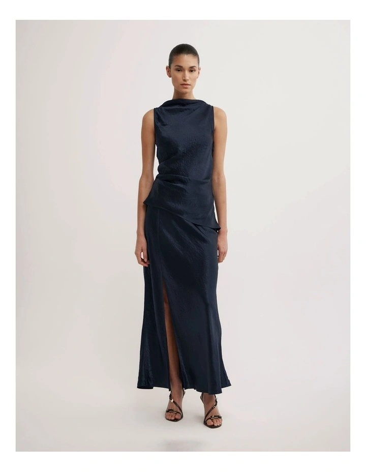 Crinkle Bias Skirt in Navy image 1