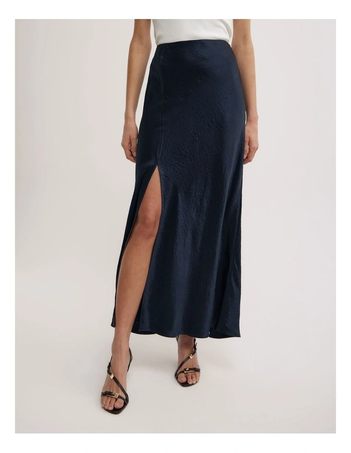 Crinkle Bias Skirt in Navy image 2
