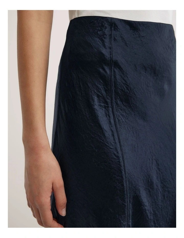Crinkle Bias Skirt in Navy image 3
