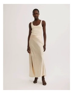 Crinkle Bias Skirt in Butter