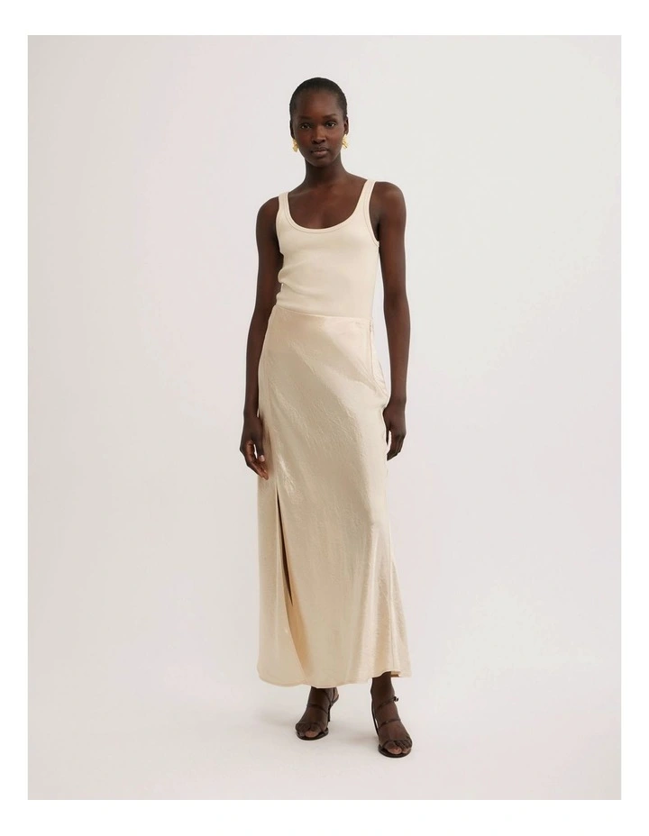 Crinkle Bias Skirt in Butter image 1