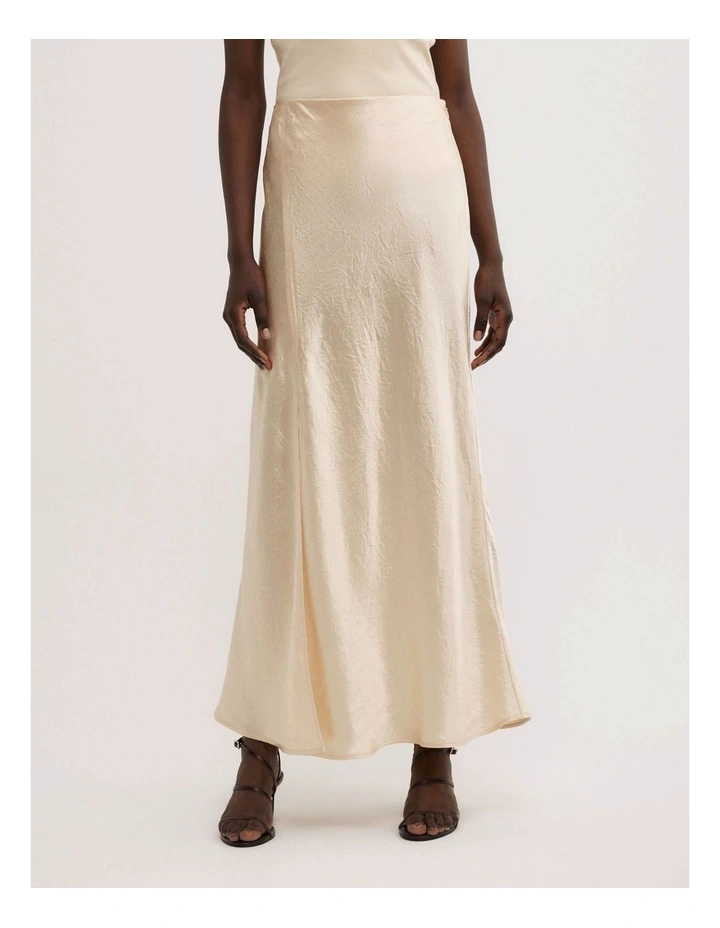 Crinkle Bias Skirt in Butter image 2