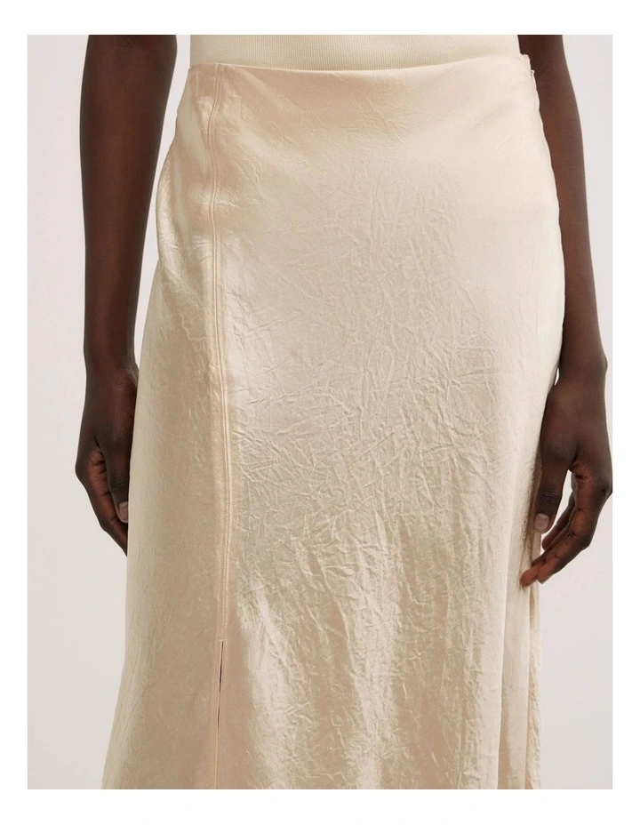 Crinkle Bias Skirt in Butter image 4