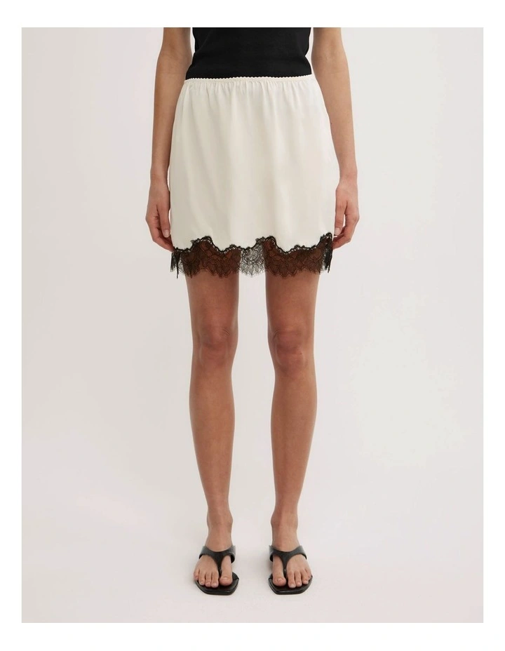 Lace Trim Mini Skirt in Vanilla image 2
