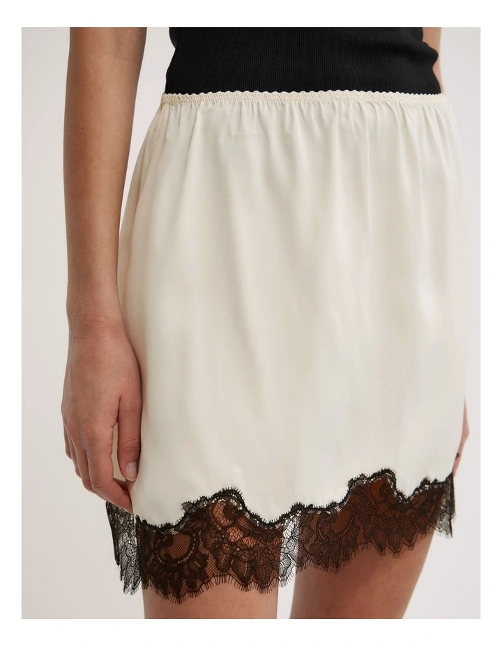 Lace Trim Mini Skirt in Vanilla image 3