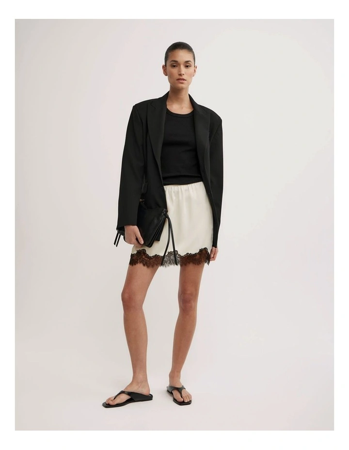 Lace Trim Mini Skirt in Vanilla image 4