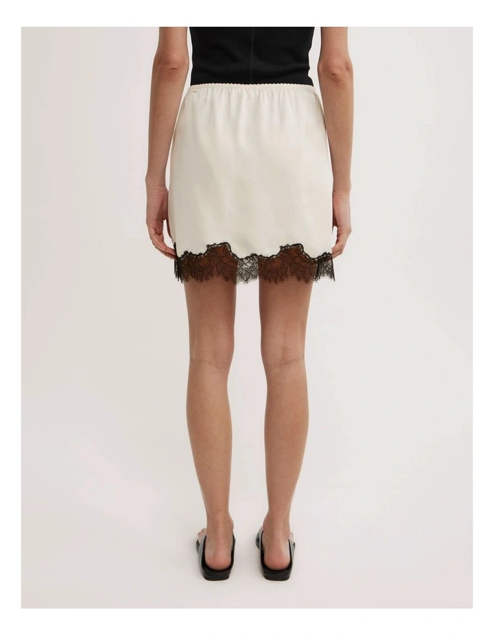 Lace Trim Mini Skirt in Vanilla image 5
