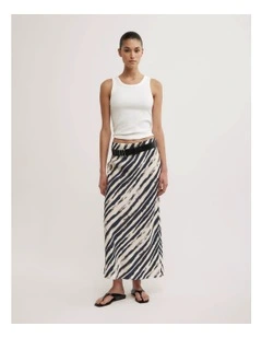 Bias Cupro Skirt in Ripple Stripe