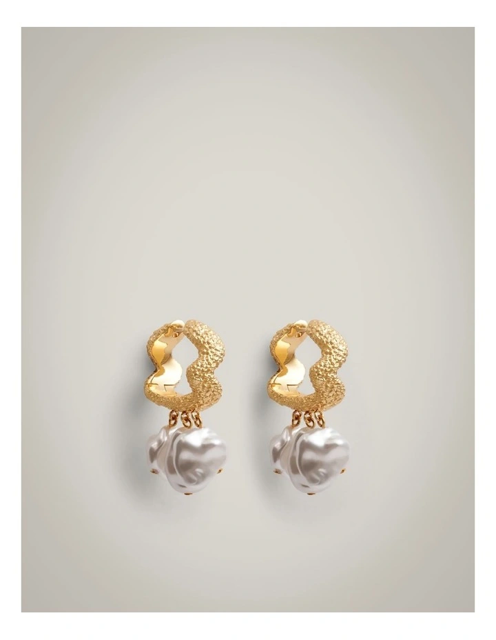 Clara Pearl Drop Earrings in Gold image 1