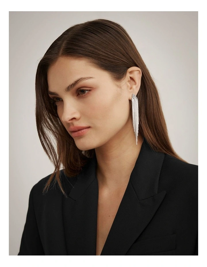 Quinn Fringe Drop Earrings in Dark Silver image 2