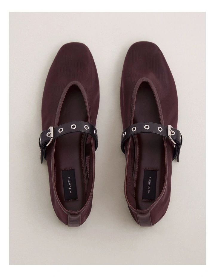Mia Mesh Flats in Fig image 1