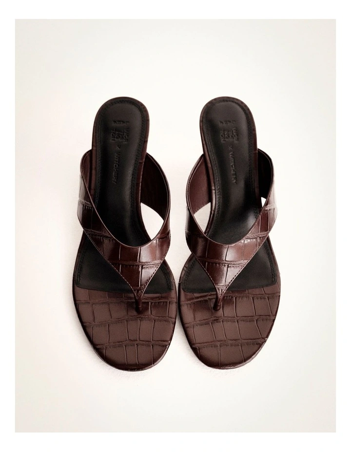 Toe Post Mule Heels in Fig image 1