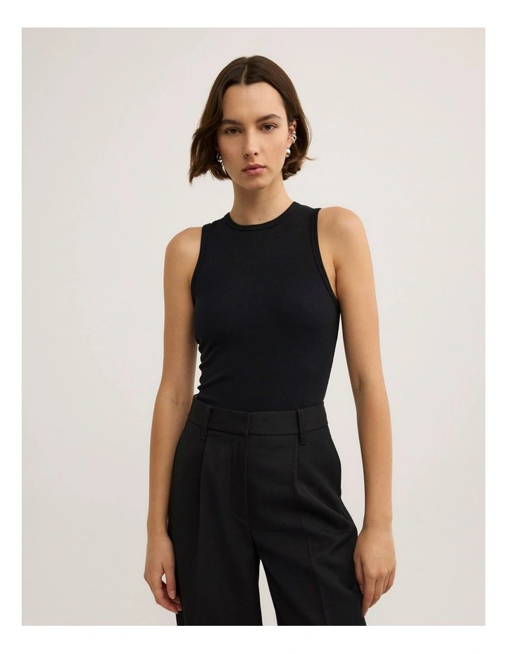 High Front Tank Top in Black image 1