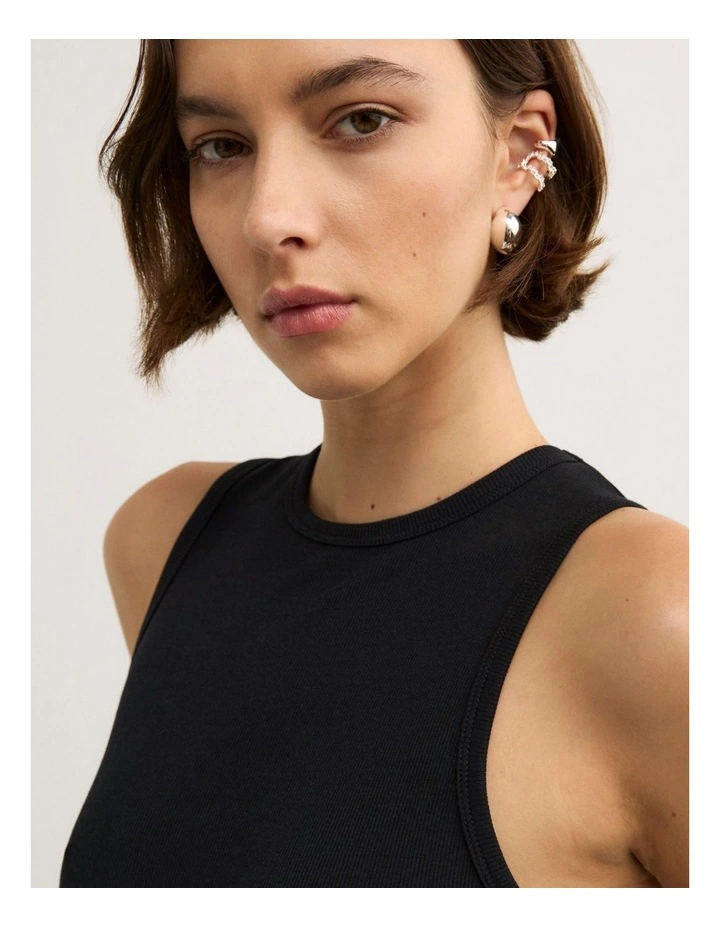 High Front Tank Top in Black image 4