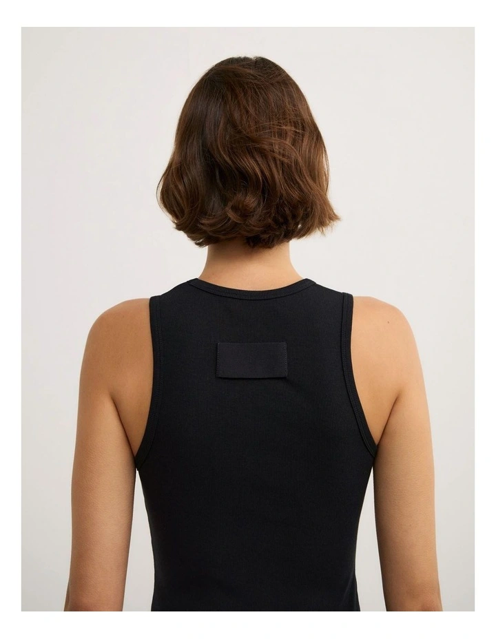 High Front Tank Top in Black image 5