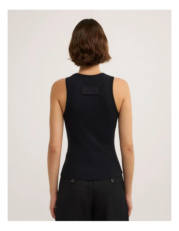 High Front Tank Top in Black image 6