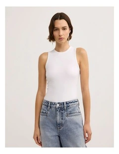 High Front Tank Top in Fresh White