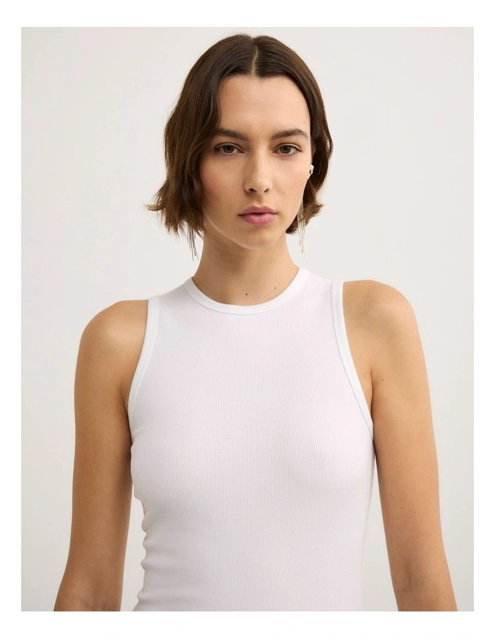 High Front Tank Top in Fresh White image 3
