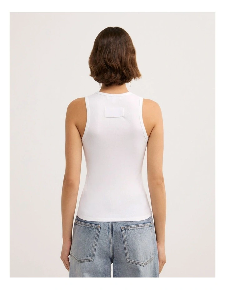 High Front Tank Top in Fresh White image 5