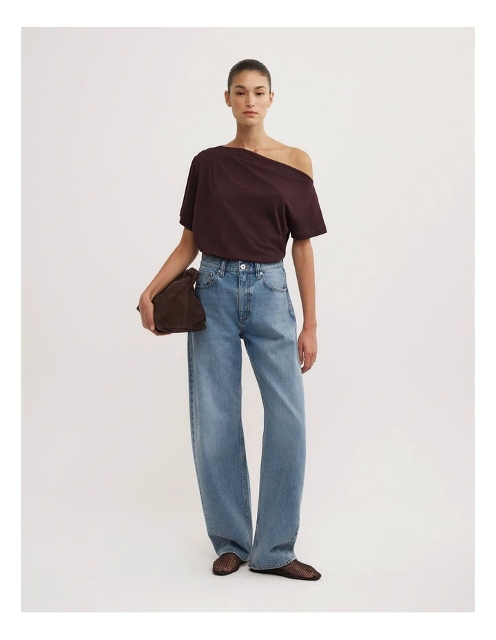 Asymmetric Relaxed T-shirt in Plum image 2