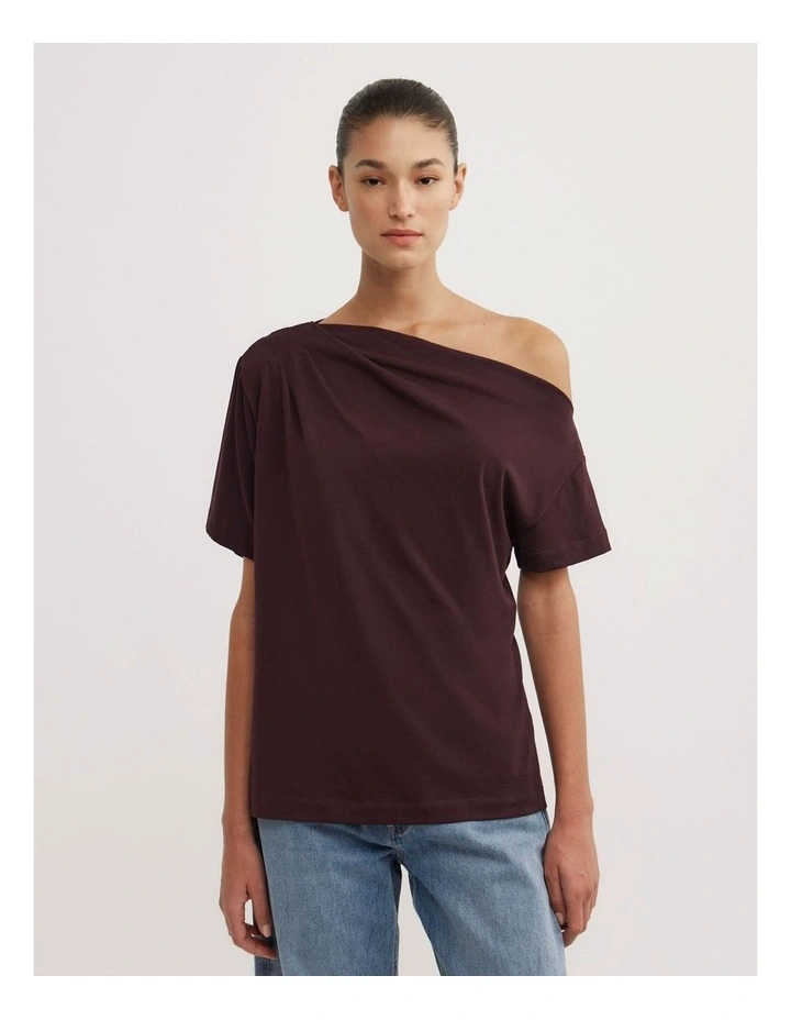 Asymmetric Relaxed T-shirt in Plum image 3