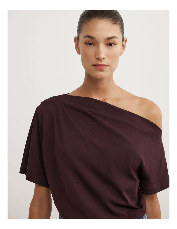 Asymmetric Relaxed T-shirt in Plum image 4